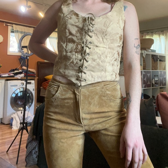 Cali Cali 100% Leather Pants. 28W 30L Cowboy Country Rodeo Summer Vibes - Picture 15 of 16